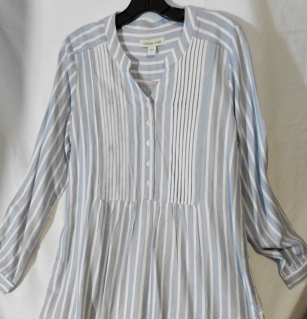 Coldwater Creek Navy and White Striped Blouse